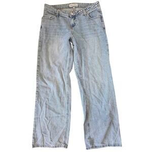 Ashley Mason Jeans Womens 5/27 Light Wash Pink Bow Pockets